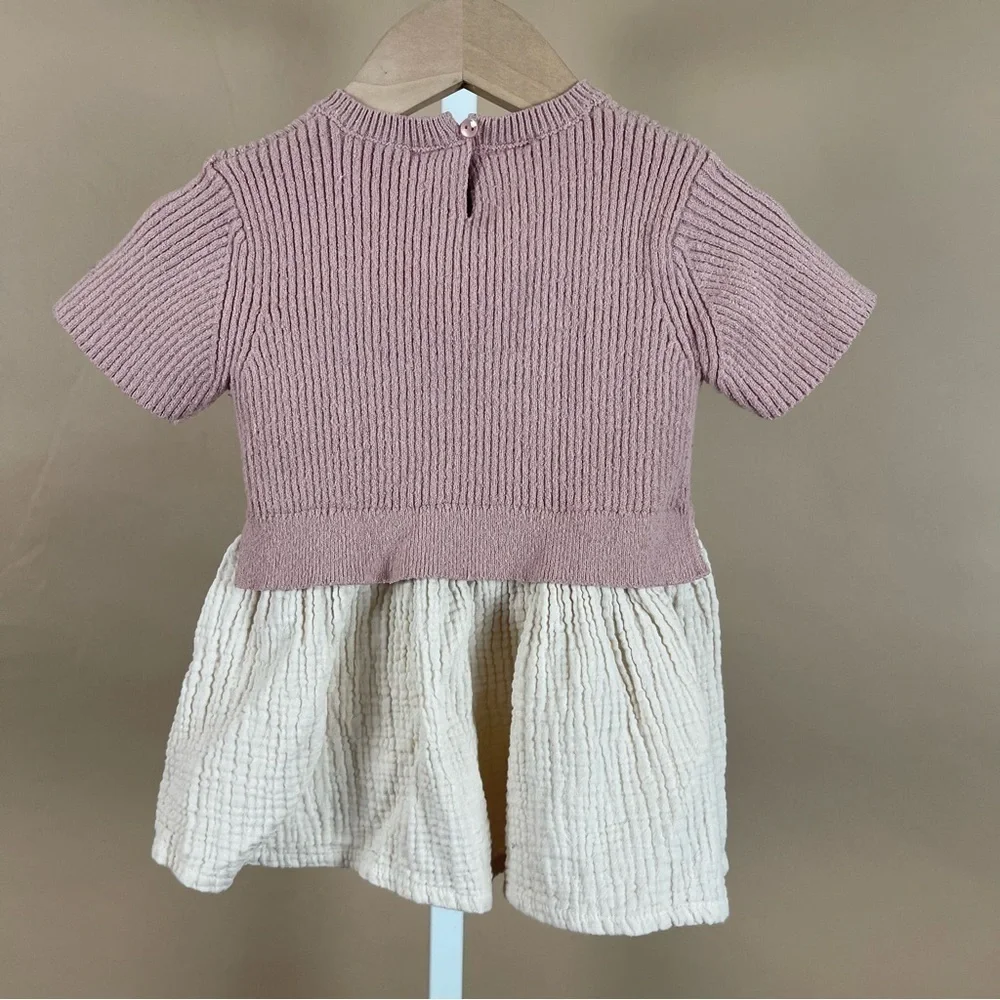 Zara 12-18 Months Sweater Skirt Dress Boho Minimalist Gauzey Mauve
